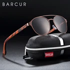 Солнцезащитные очки мужские и женские BARCUR, круглые солнцезащитные очки с поляризационными линзами из эбенового дерева, UV400