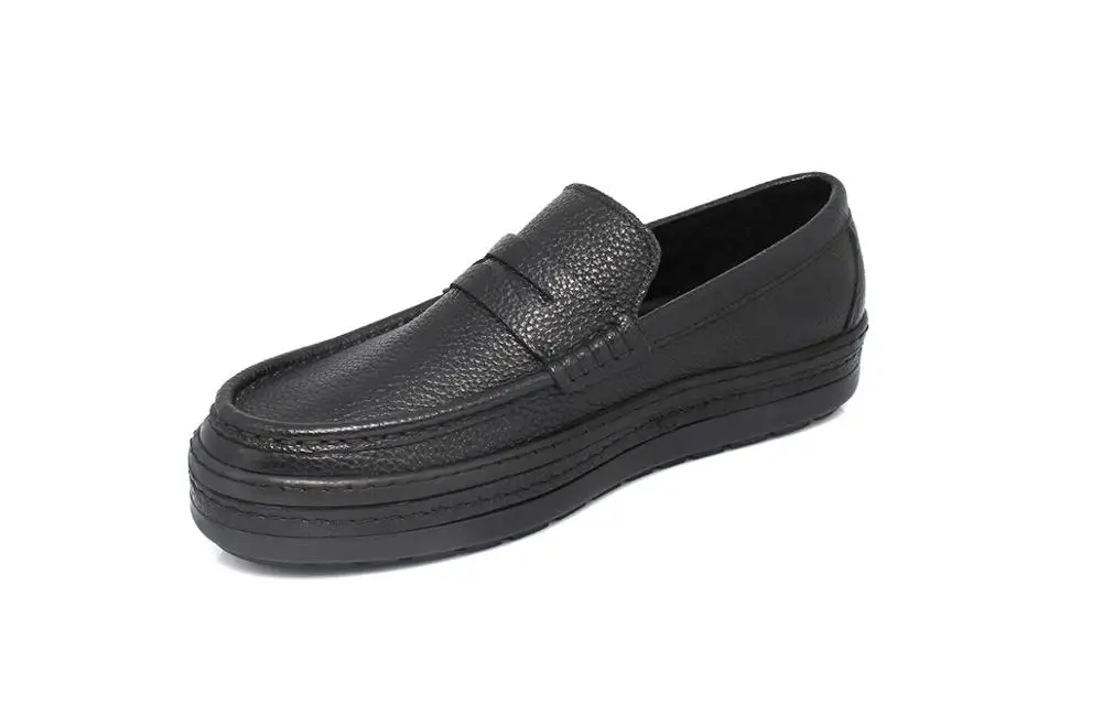 

Height Increasing Handmade Loafers with Black Floater Leather and Warm Insoles, Brown and Black, Shenbins Casual Men's Footwear