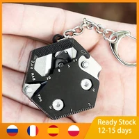 multitool keychain hexagonal kit folding mini pocket survival tool set with knife micro screw driver set