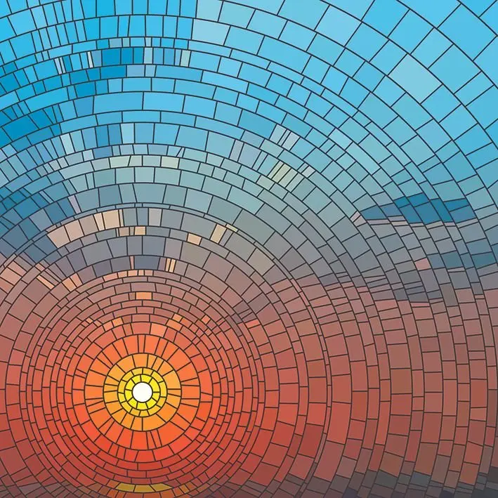 Занавеска для душа витражное окно с морским пляжем закат небо облаками мозаика