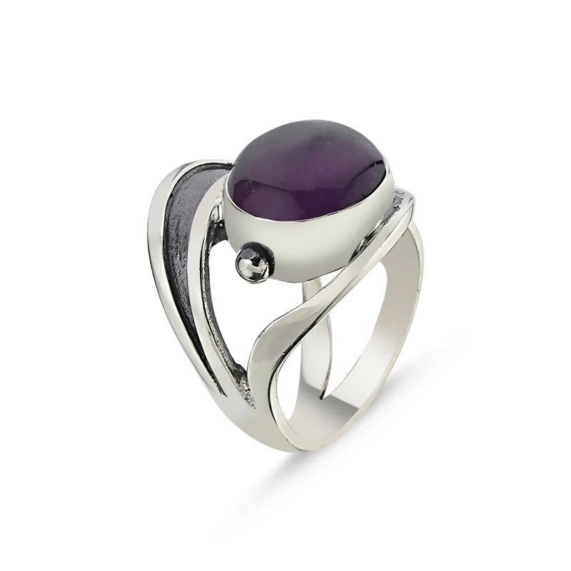 

Silver 925 Sterling Amethyst Stone Handwork Ring