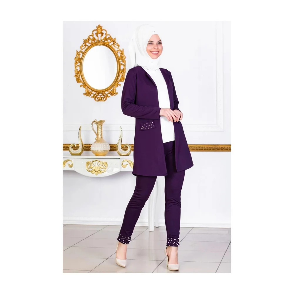 Pearl Highlighted Jacket Pants Double Suit 2022 Season Trend Fashion abaya muslim dress women kaftan open abaya long dress afric