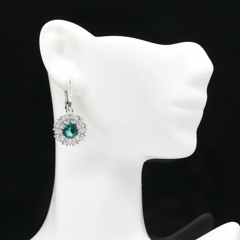 Женские серьги из серебра с фиолетовым аметистом и аквамарином 33 х15 мм|dangle