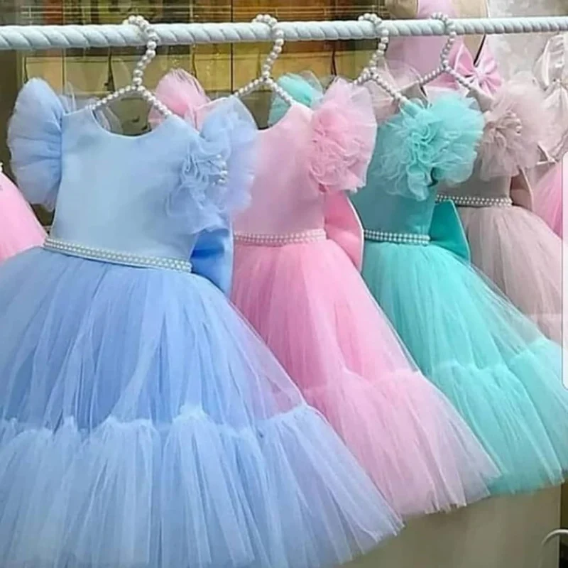 Summer Lace Princess Bridesmaid Dress for Girl Kids Clothes Wedding Tutu Party Dresses Ball Gown Formal Pageant Birthday Dresses