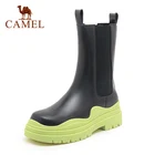 Женские ботинки челси на толстой подошве Camel, ботильоны без шнуровки в британском стиле, средней длины, на платформе, 2021