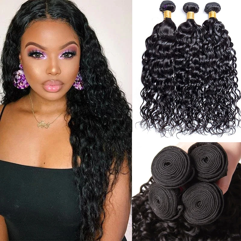 

Water Wave Human Hair Bundles Peruvian Remy Hair Extensions 10A 30 Inch Long Curly Weave Bundles Wholesale Deals 1/3/4 SIMMEL