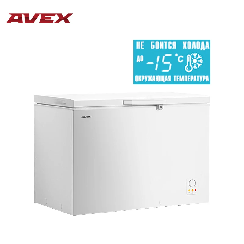 Морозильный ларь AVEX CF-400, обьем 380л, класс А+, 1 корзина, замок, 20кг/сут, сохранение холода 24ч, зимняя защита, индикация повышения температуры