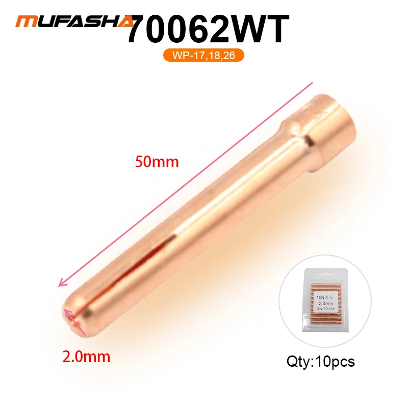 MUFASHA Tig Torch Parts Collet 10 PCS/lot 10N22 10N23 10N24 70062WT 1.0 1.6 2.0 2.4MM |