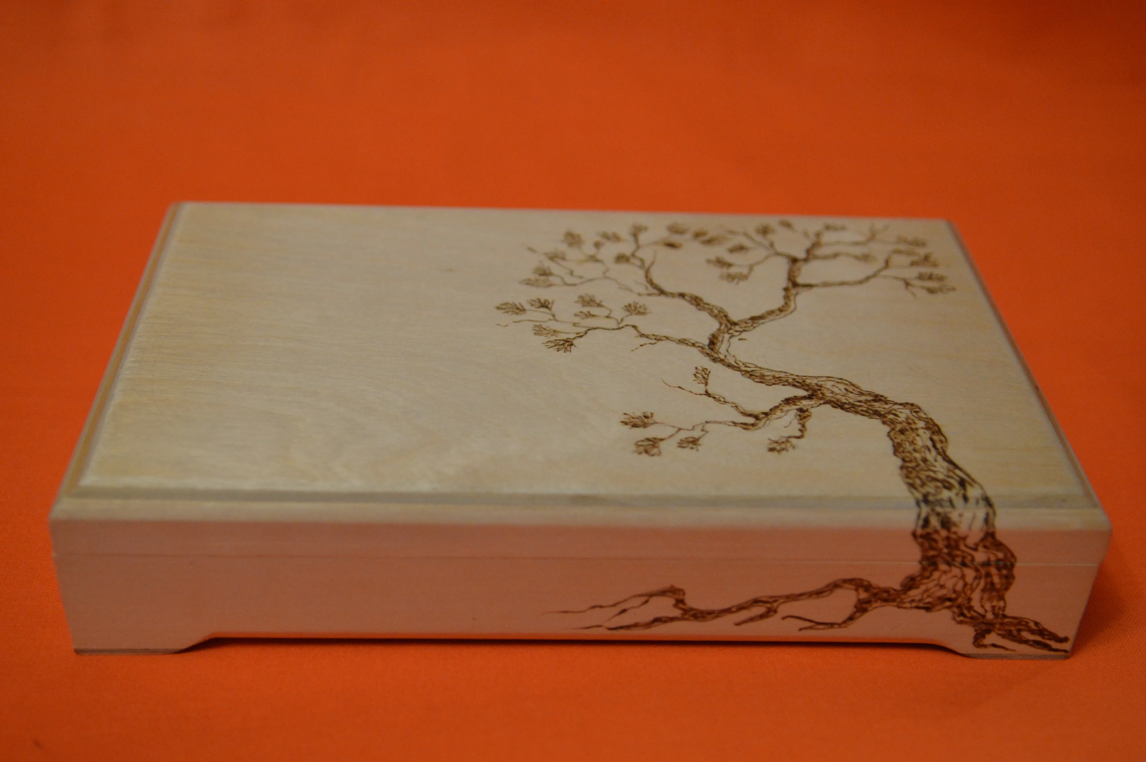 Sakura Japan A box for playing cards or small things of natural wood Pyrography Gift Souvenir Author's hand-painted Exclusive |