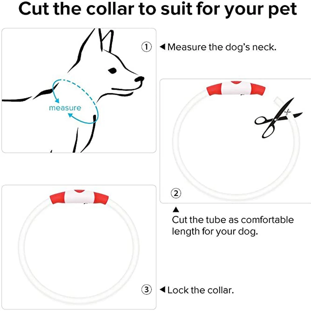 

LED USB Charging Dog Collar Rechargeable Lithium Battery Luminous Night Safety Anti-lost Flashing Glowing for Pet Labrador