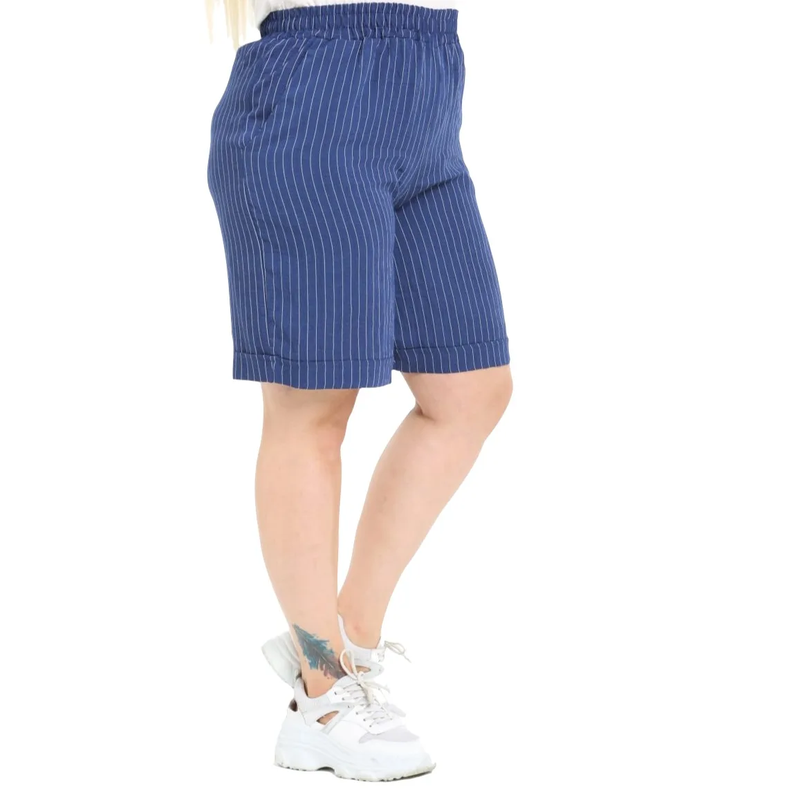 

Hanezza Plus Size Women Fashion 2021 Summer Clothing Striped High Rise Elegant Cotton Poliester Woven Shorts + 2XL - 7XL + Large Highly Seasonal Chic 44 - 54 EU Streetwear Female Black, Yellow, Grey, Orange, Navy Blue