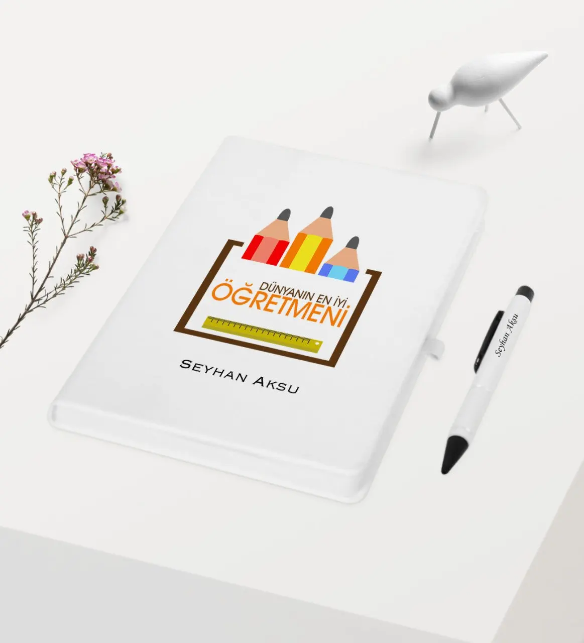 

Personalized World Best Öğretmeni Themed White Notebook Pen Gift Set-16