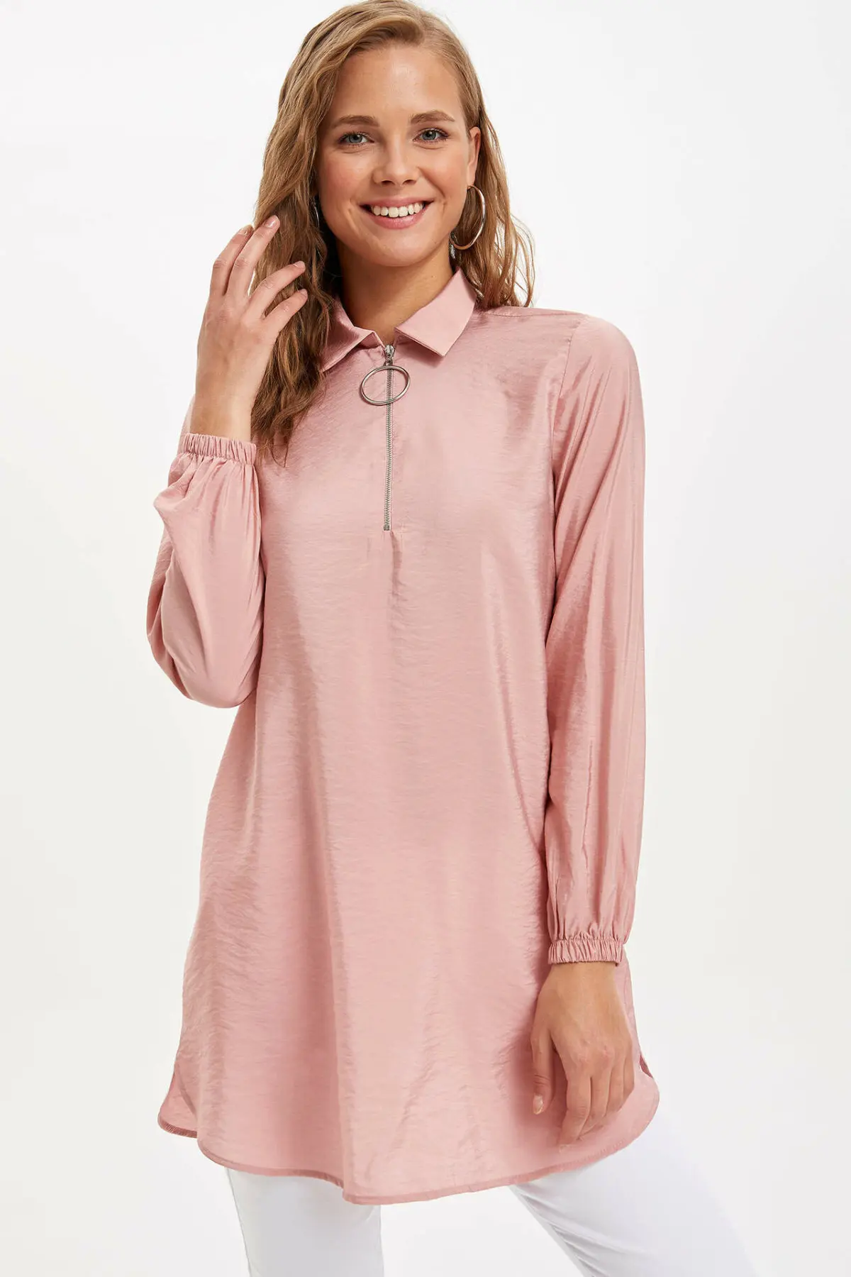 DeFacto Женская Очаровательная цветная блузка женский черный яркий цвет Длинный топ