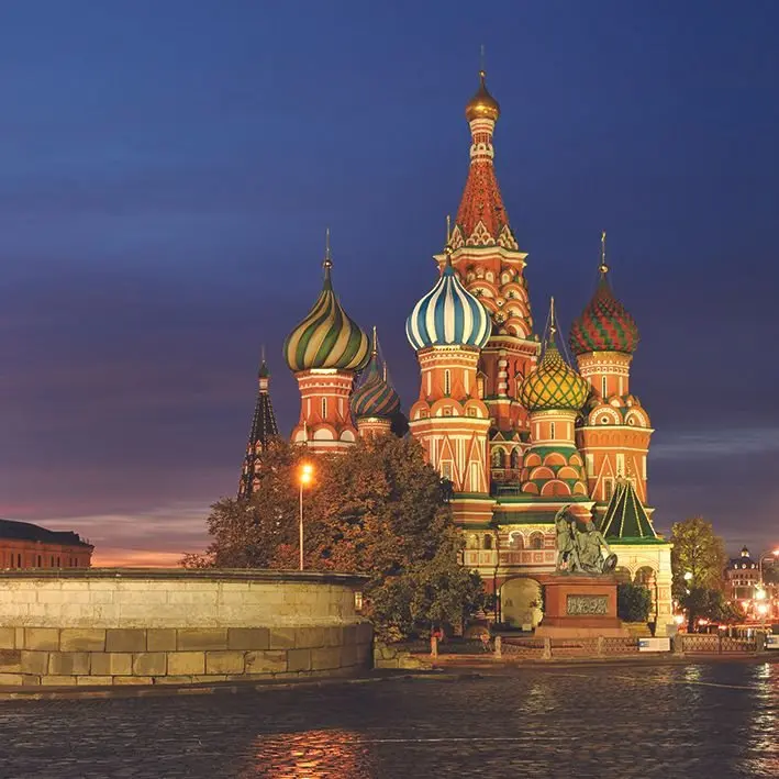 

Curtain Red Square and Saint Basil's Cathedral in Moscow, Russia Sunrise at Historic City Landmark Blue Green