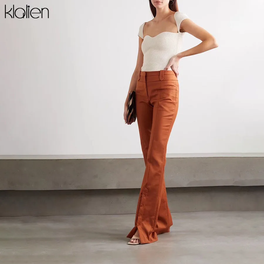 KLALIEN белая ребристая трикотажная футболка для женщин с коротким рукавом и