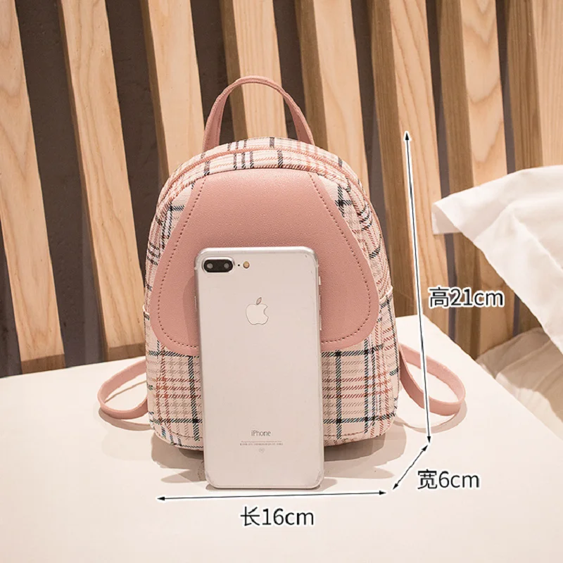 Mini Backpack Crossbody Bag For Teenage Girl Plaid Women Shoulder Phone Purse Korean Style New Trendy Female 2021 Bags for Women images - 6