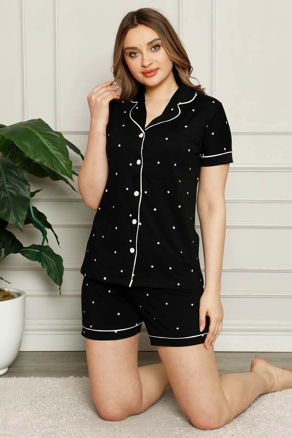 

Women's New Summer Spring Women Pajamas Sets Shorts Short Sleeve 3 Color Sleepwear Homewear button Pajamas Suit Thin