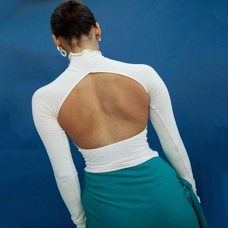 UCNYE осенние модные женские Топы с длинным рукавом ажурные тонкие рубашки высоким