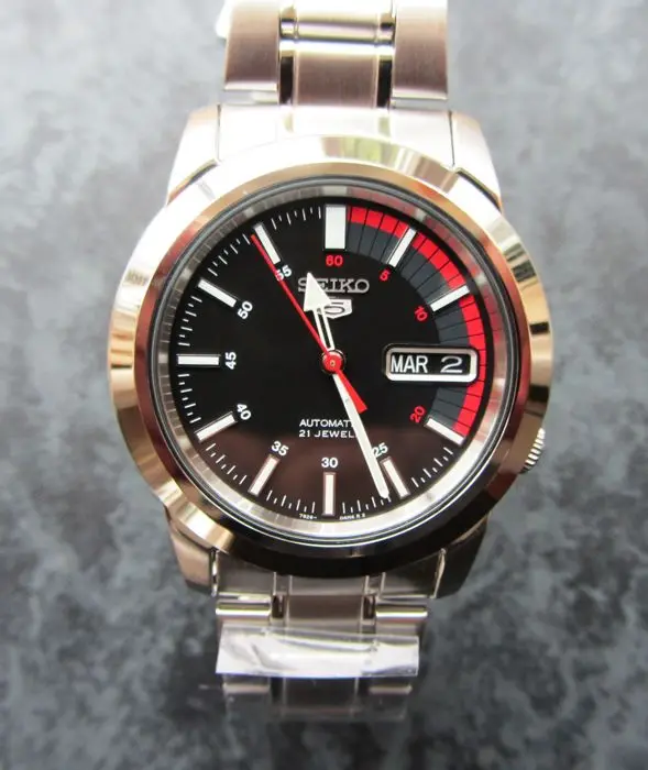 Мужские автоматические часы Seiko 5 SNKK31K1 циферблат черный красный стальной