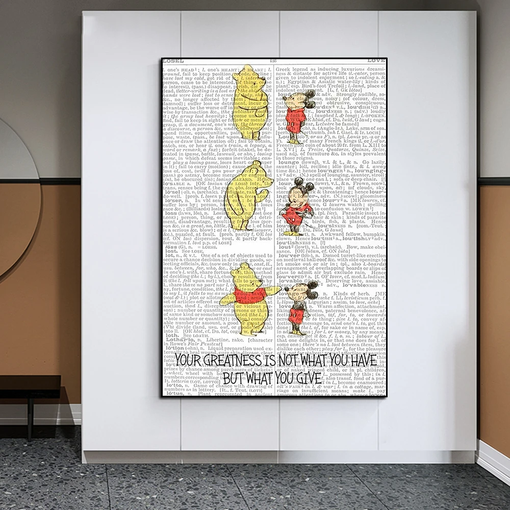 

Disney Winnie And Mickey Mouse Dictionary Poster Vintage Magazine Anime Canvas Painting Wall Art Living Room Home Decoration