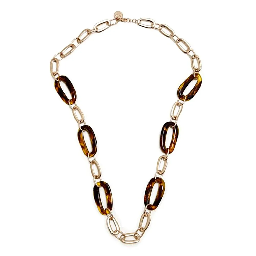 Ожерелье Pertegaz коллекция черепаховая цепочка 90 см. Женские узорные звенья золотые