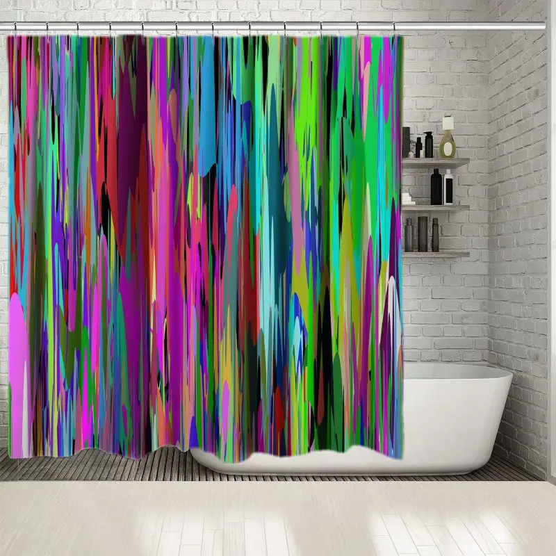 Занавески для душа абстрактные красочные вертикальные полосы радужные