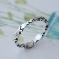 fish rings for women stainless steel color animal chain open finger ring vintage boho beach jewelry gift bijoux femme