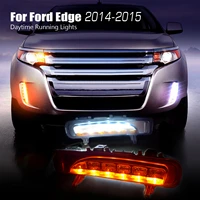 2pcs front led drl daytime running lights wyellow turn signal light for ford edge 2014 2015