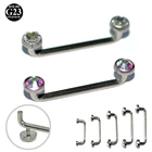 Титановая штанга для пирсинга G23, 14 г с внутренней нитью, с кристаллом AB, с драгоценным камнем, Промышленные Штанги, микро дермальные анкеры, ювелирные изделия, 1 шт.