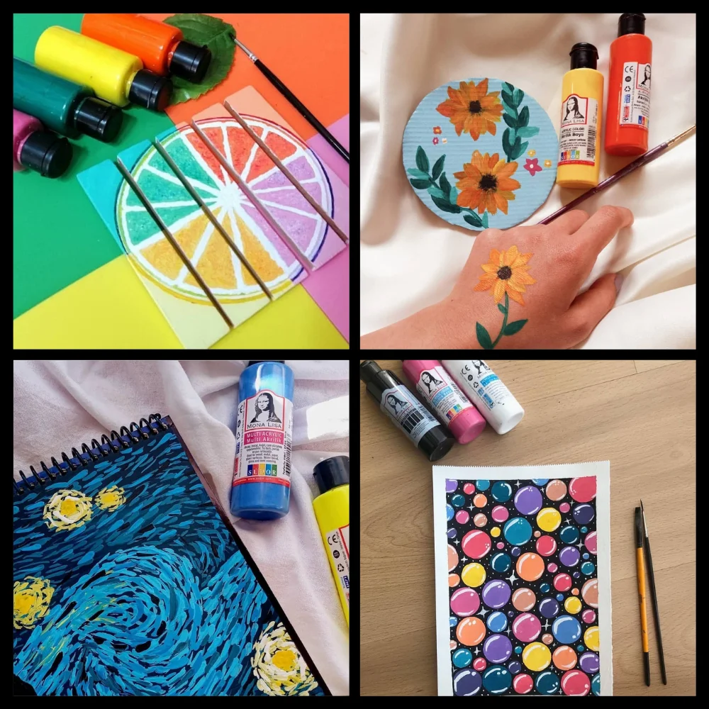 Акриловая краска Sudor 6 шт. Цвет 70 мл Набор для рисования Холст Камень Аэрограф