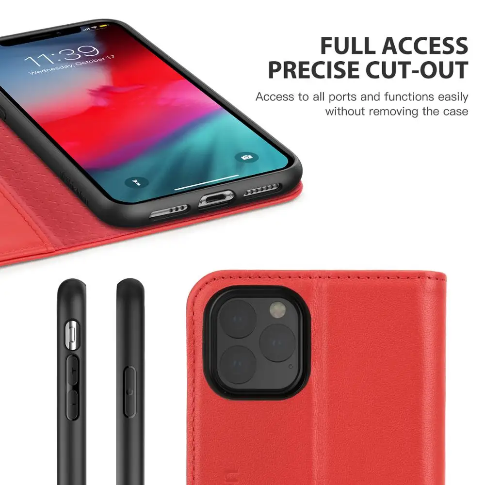 SHIELDON Чехол-бумажник для iPhone 11 Pro 5," Натуральная кожаные с отделениями для карт с подставкой и магнитной застежкой с функцией блокировки Rfid чехол