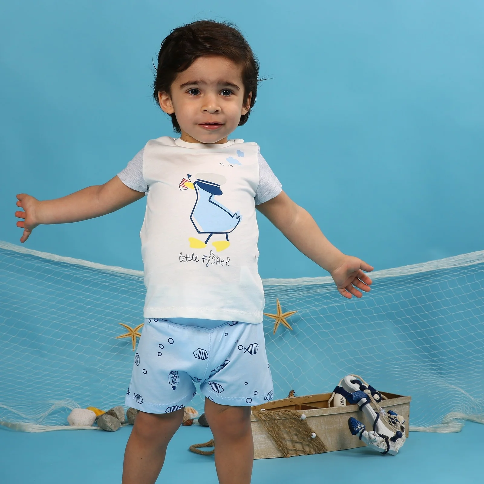 Футболка с принтом Маленький Фишер для маленьких мальчиков ebebek HelloBaby| |