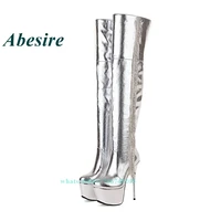 round toe crystal chain long boots 2022 new platform stiletto over the knee boots high heels winter women shoes sexy party shoes