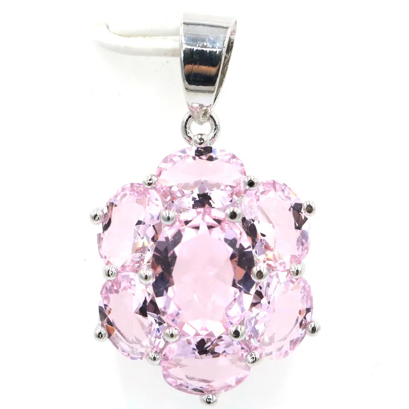 kunzite pendant 38x17 мм SheCrown Deluxe настоящий зеленый изумруд красный рубин создан Танзанит кунцит Серебряный кулон и серьги - Цвет камня: kunzite pendant