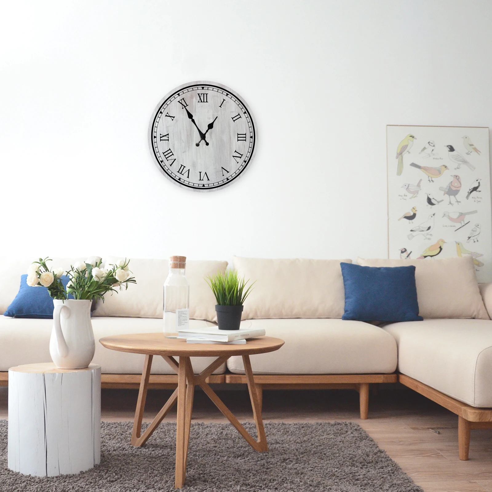 

Wood Clock Nordic for Wall Decor Simple Vintage Clock Wall Wood Home Decor Wall Hanging Clocks for Living Room Decor Wall Clocks
