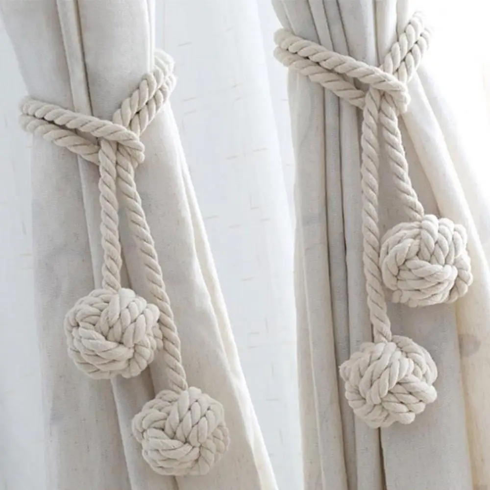 

1 Pair Living Room Decoration Accessories Curtain Tieback Hanging Ball Cotton Rope Curtain Buckle Curtain Decoration Rope Strap