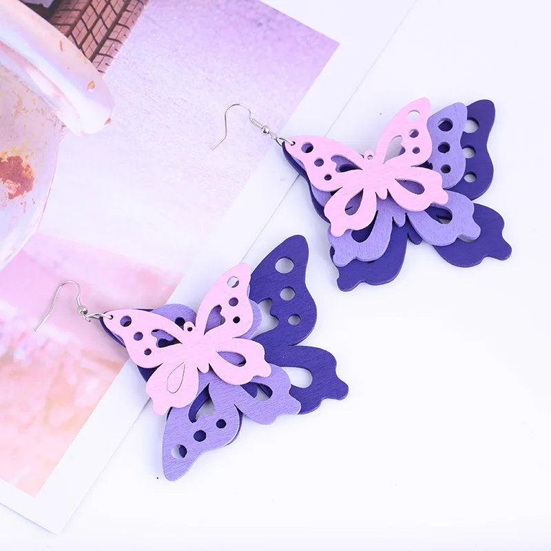 Новинка богемные хиппи-фестиваль деревянные серьги-бабочки высококачественные