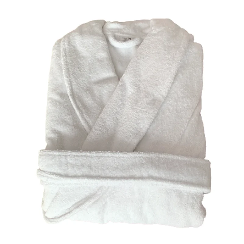 Bathrobe Terry Bath White for hotels and for home, Universal, for sauna and swimming pool, hotel textiles, hotel robe, soft natural cotton terry robe, large size long bath robe for men and women