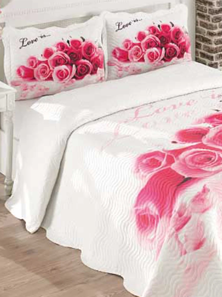 My blanket Love Double Quilted Bed Cover Digital Printing Yıkabilir Fabric Breathable feature can Be Ironed on Discounted Price | Дом и сад