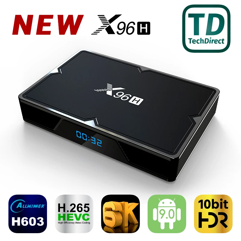Новый X96H Смарт ТВ приставка android 9 0 Allwinner H603 четырехъядерный 4G32GB/64GB 6K 2 4G & 5GHz Wifi BT