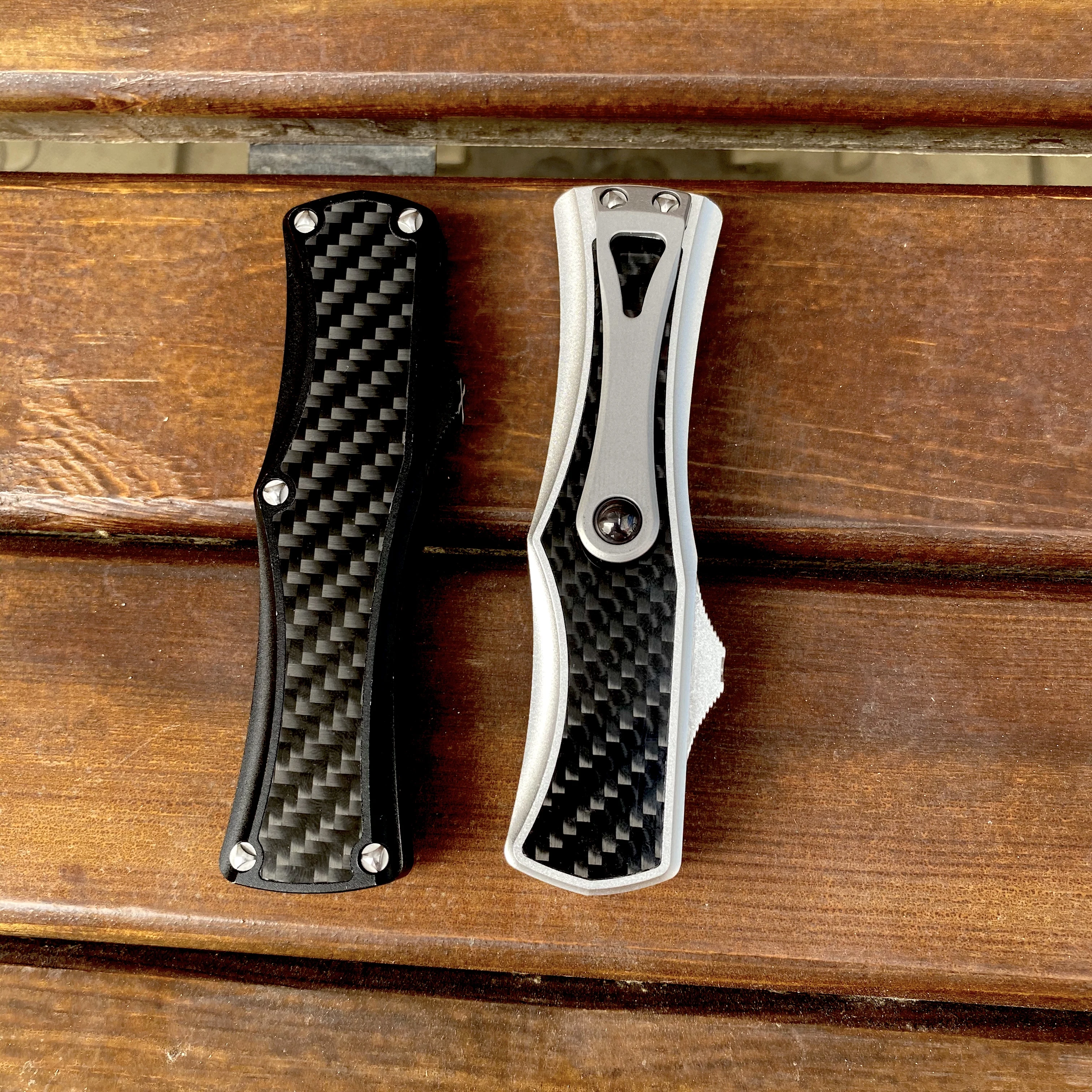 Нож фронтальный автоматический Microtech карбон | Ножи