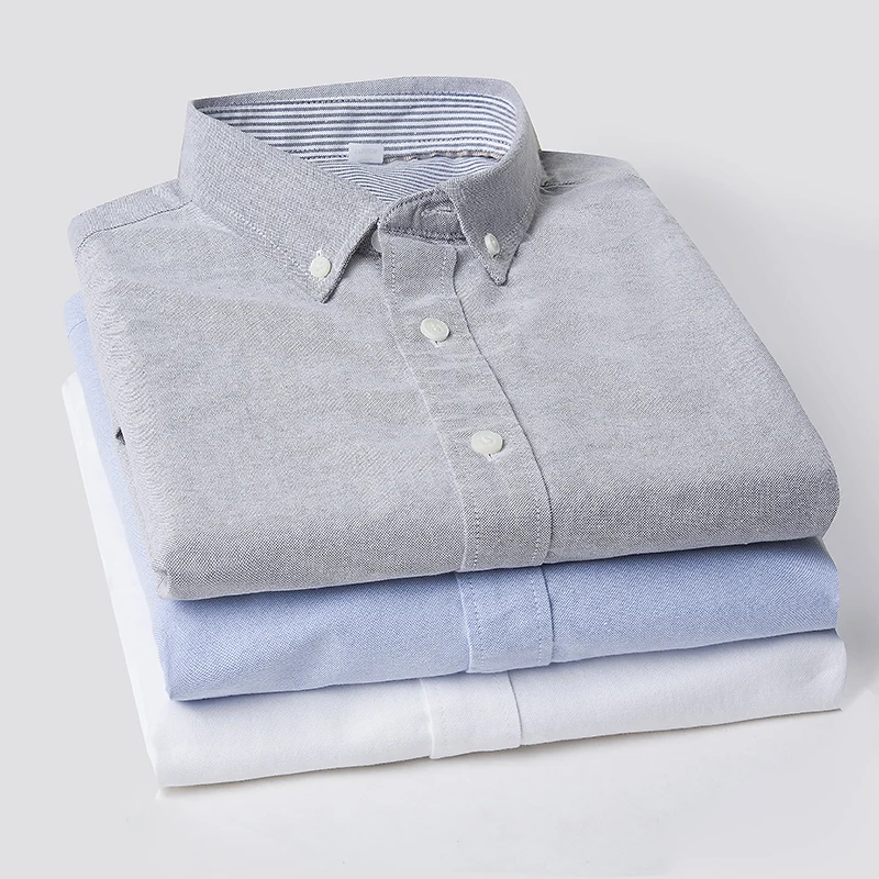 New Hot Fashion Casual Pure Cotton Oxford Mens Shirts White Long Sleeve Chemise Homme Slim Fit Male Fashion Design Blouse 2022