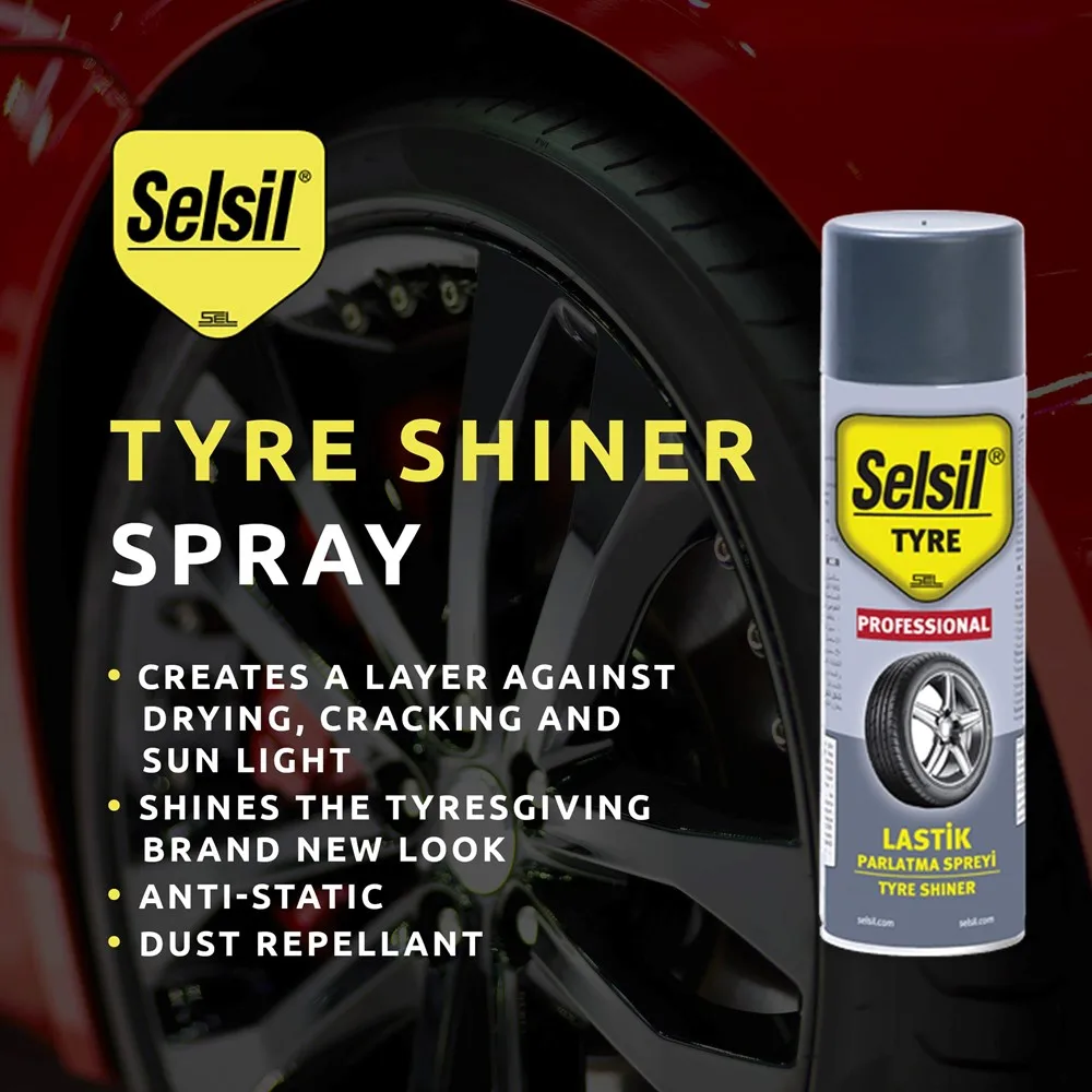 

Selsil Tire Shine Spray 500 Ml Blackout Car Detailing Cleaning Renewal grass химия для авто grass pretinho carro pneu химия для