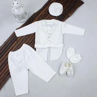 white baby boy tuxedo suit special baptism religious ceremony sets gentleman newborn clothes cotton male babies clothings