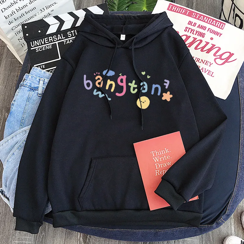 

Bangtan Boys Hoodie Loose Top Bangtan Fans Long Sleeve Crop Sweatshirt Oversized Streetwear Casual Autumn Winter