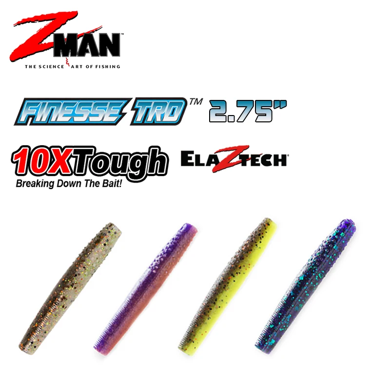 ZMAN FINESSE TRD Fishing Lures 8pcs/bag Soft Baits 70mm 10X Tough ElaZtech Meterial Saltwater Worm Reusable Packaging