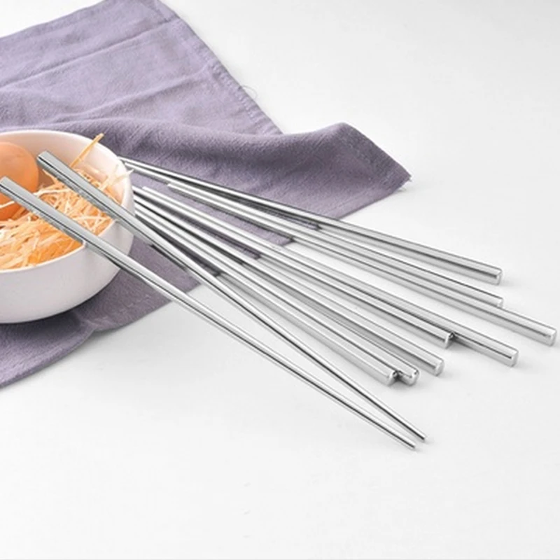 5 пар квадратные палочки для еды из нержавеющей стали Китайский стильный