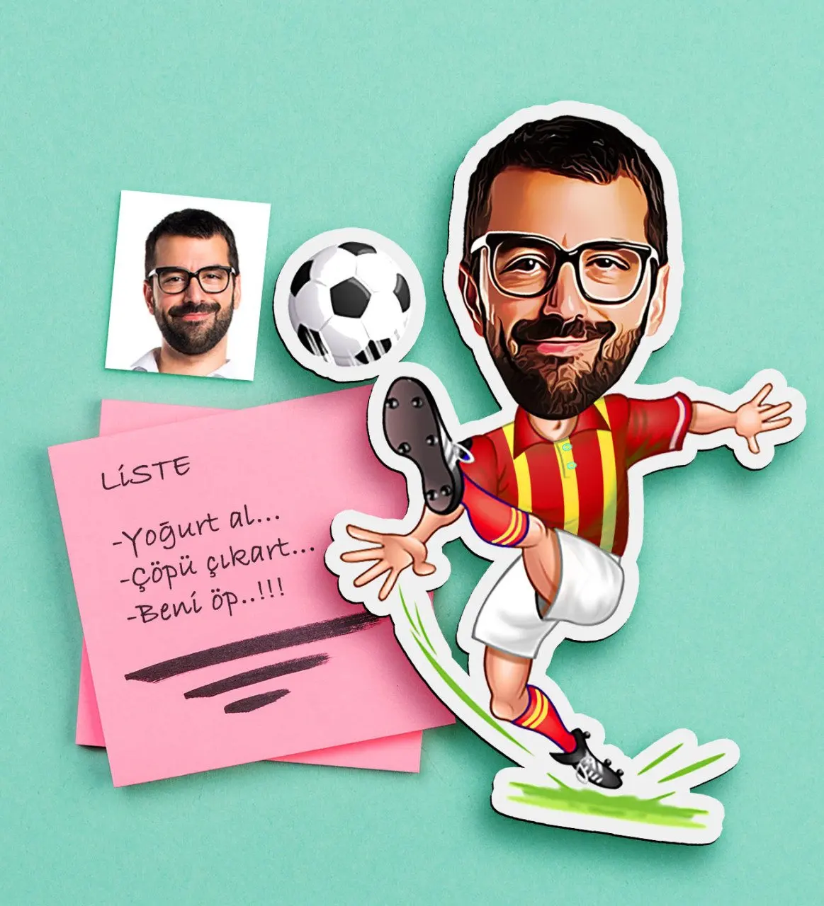 Персонализированные Mr желтый красный футболист карикатура деревянного магнита