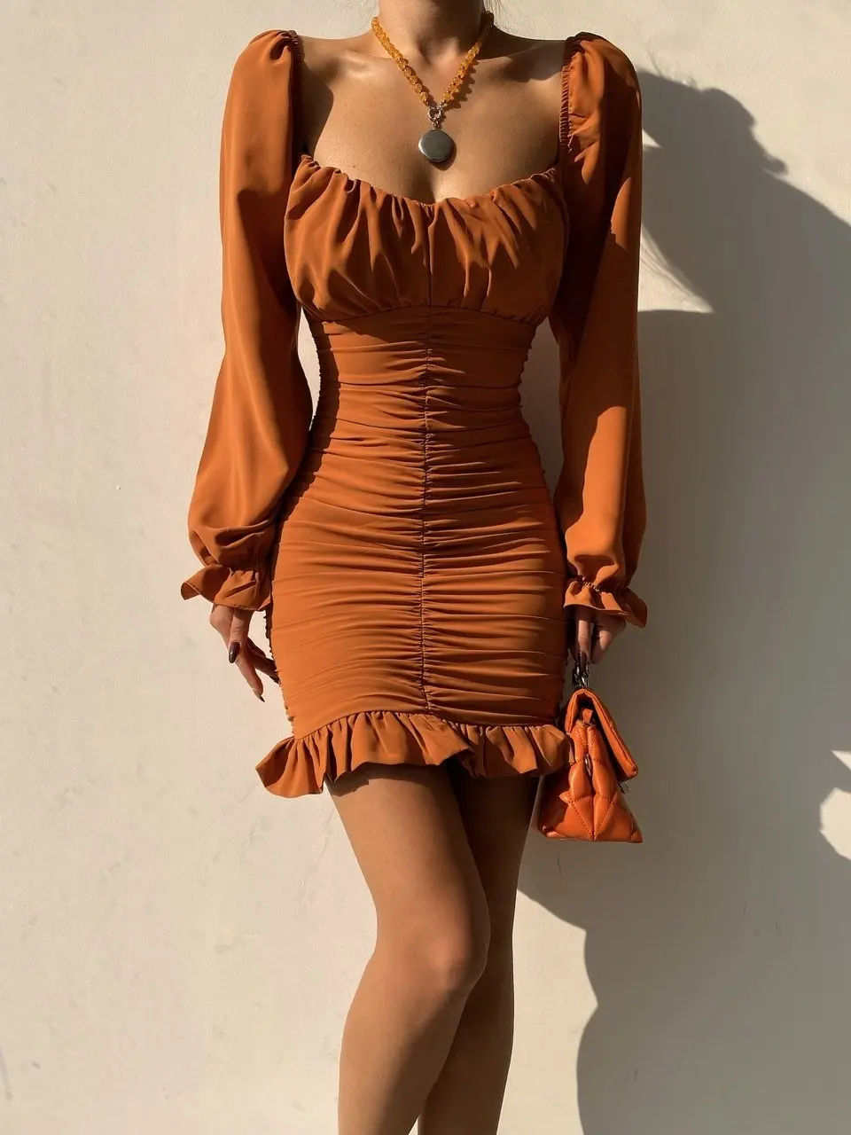 

penc brand, camila dress casual elegant invitation dress square neckline mini sexy bodycon and backless dress