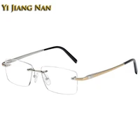 men pure titanium optical rimless eyewear lightweight flexible business prescription glasses frame women eyeglasses spectacle